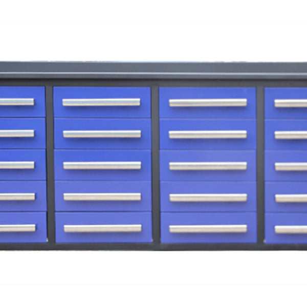 Garage Storage Cabinets With Workbench (With 20 Drawers) - Blue