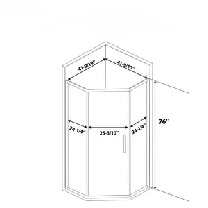 Diamond Shaped Corner Shower Door, Inward Sliding, Stainless Steel Frame