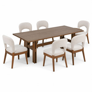 7-Piece Mid-Century Dining Table Set