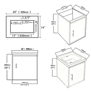 20 Inch Floating Bathroom Vanity with Sink, Soft-Close Door, Ceramic Sink, Plywood