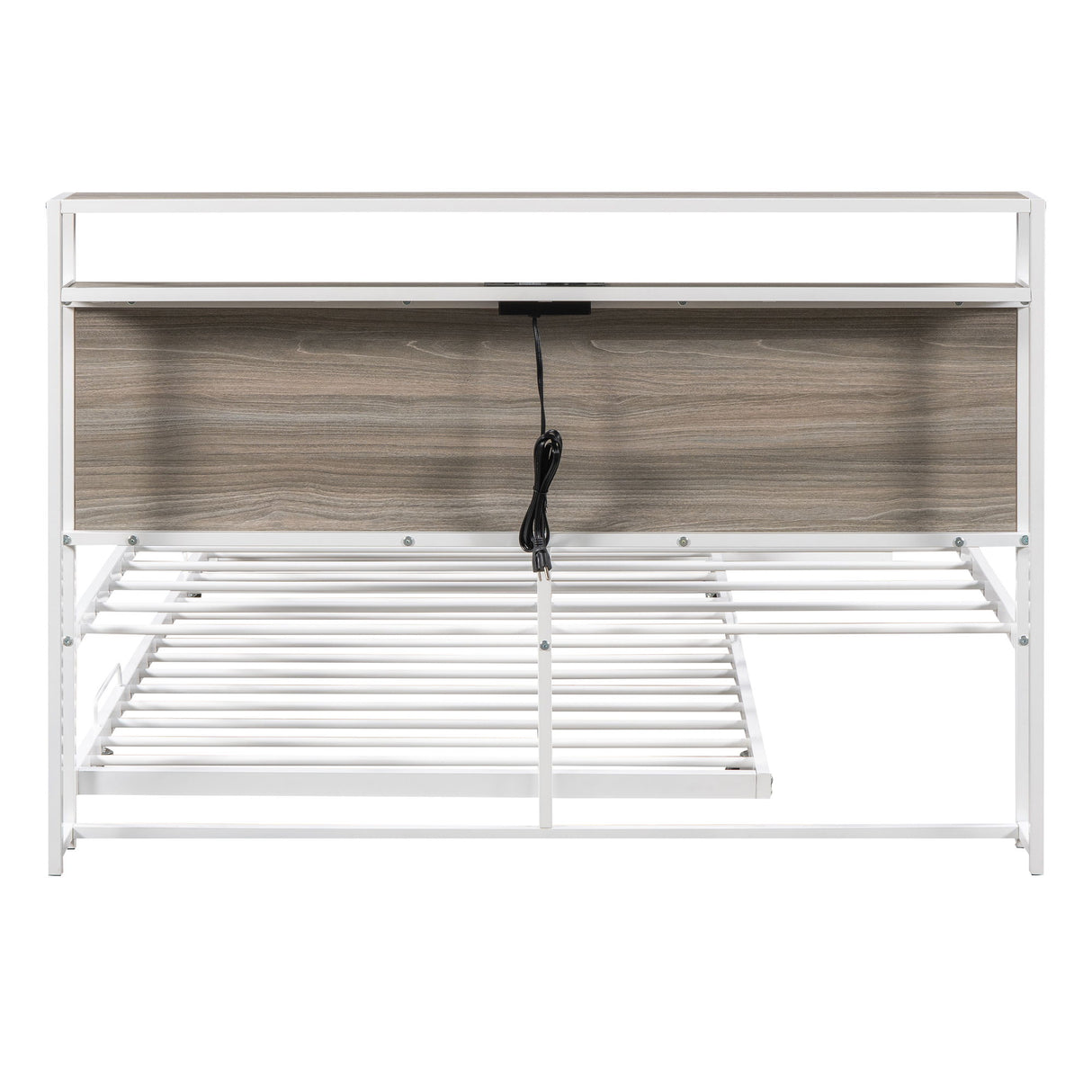 Platform Bed Frame With Trundle, USB Ports And Slat Support, No Box Spring Needed