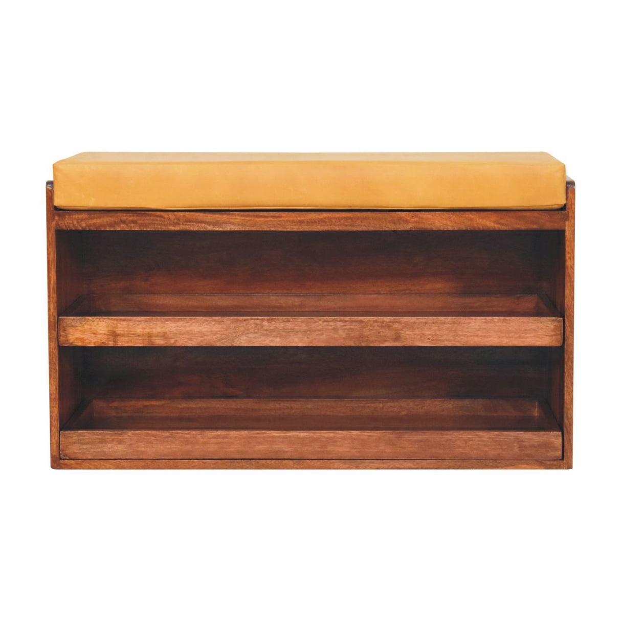 Solid Wood Buffalo Hide Pull Out Bench
