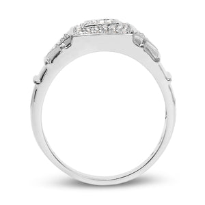 14K White Gold Plated 0.21 Carat Genuine White Diamond .925 Sterling Silver Ring