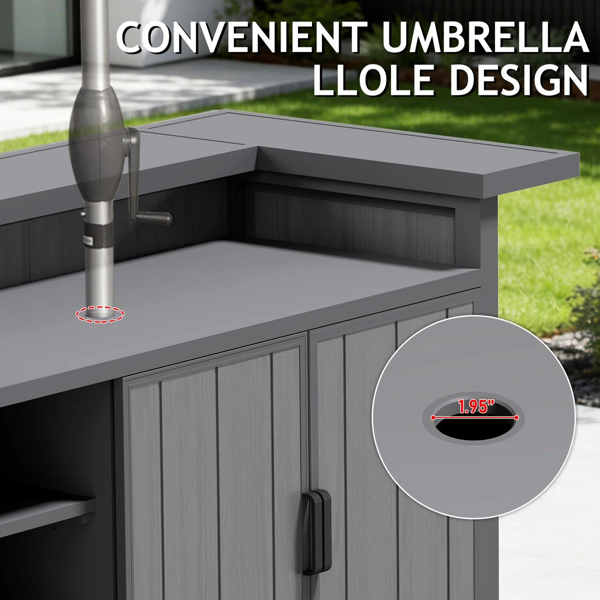 Outdoor Aluminum Grill Cart Resin Bar Cart With Storage