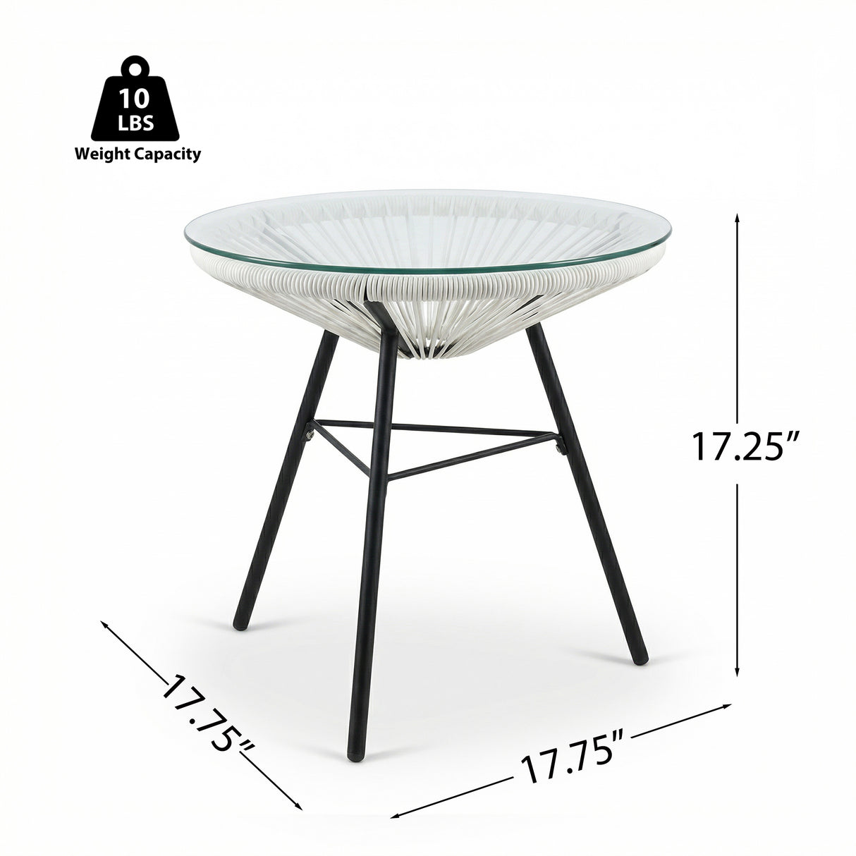 Nusa Outdoor Synthetic Wicker Glass-Top Side Table