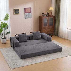 Floor Couch, Convertible Floor Sofa Bed With Pillow Back Support Armrest