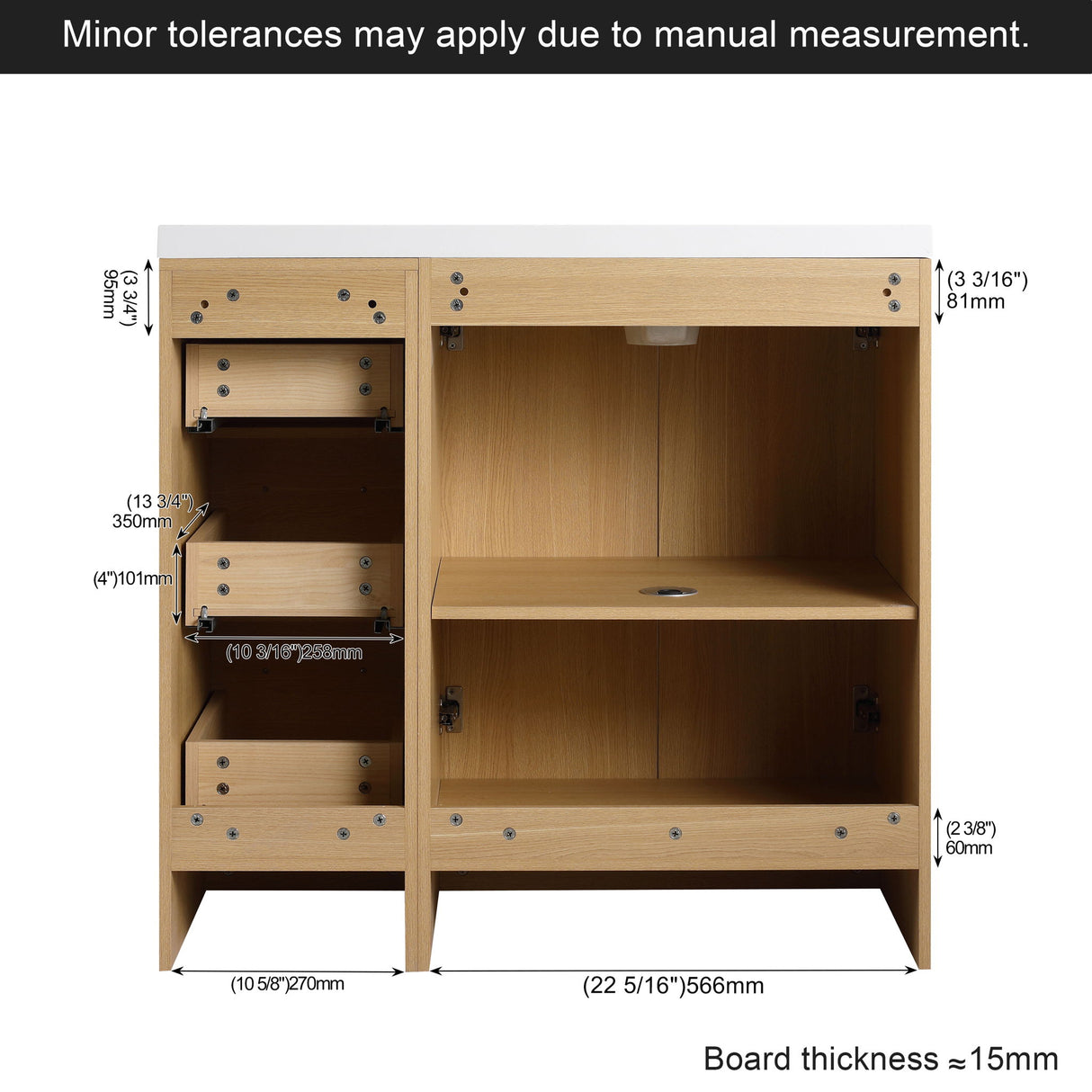 Wall Mounted Floating Bathroom Vanity With Sink, Door & Drawers Modular Cabinet