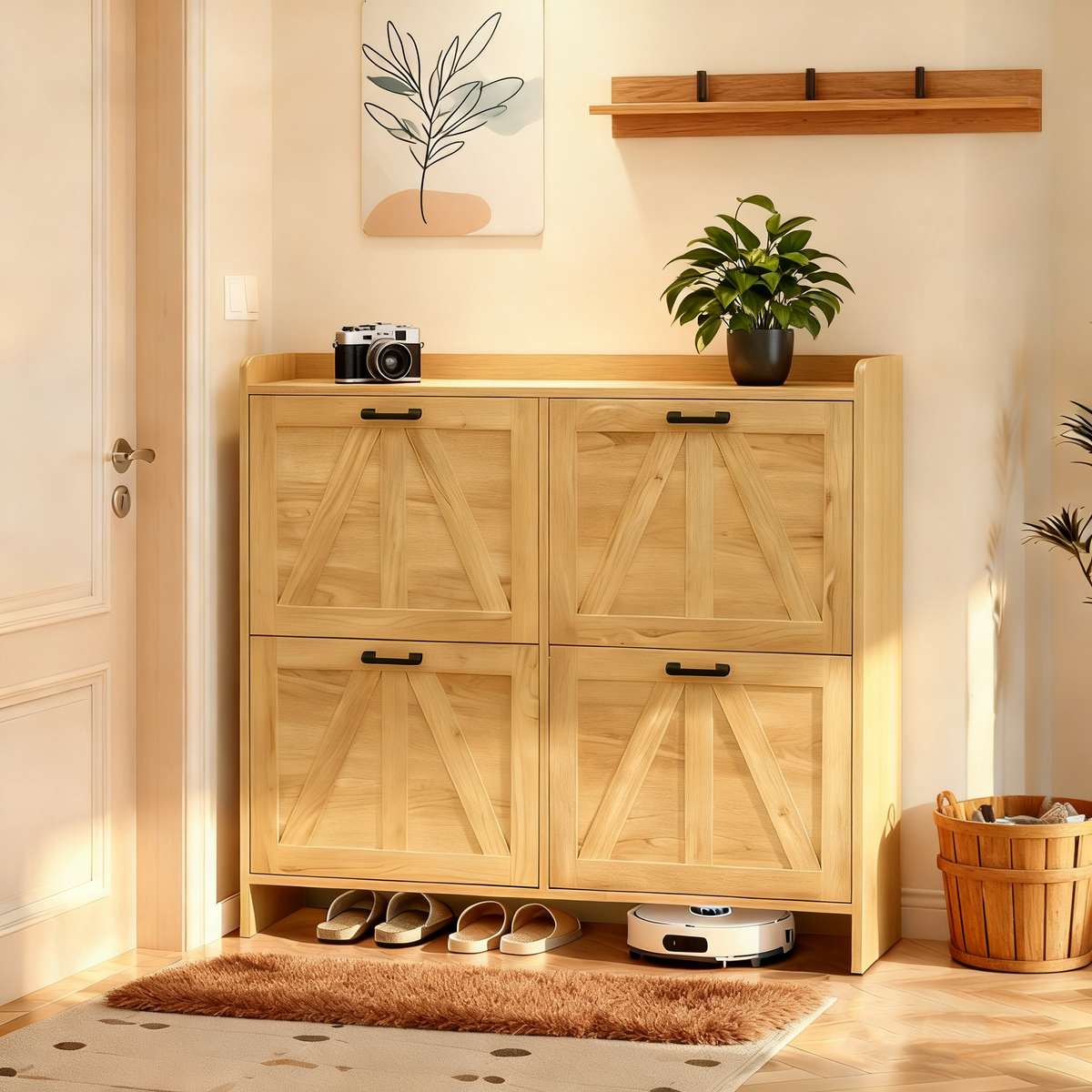 Farmhouse Style Shoe Cabinet