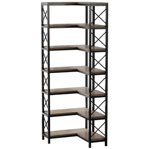 7 Tier Corner Bookshelf Storage Unit for Living Room