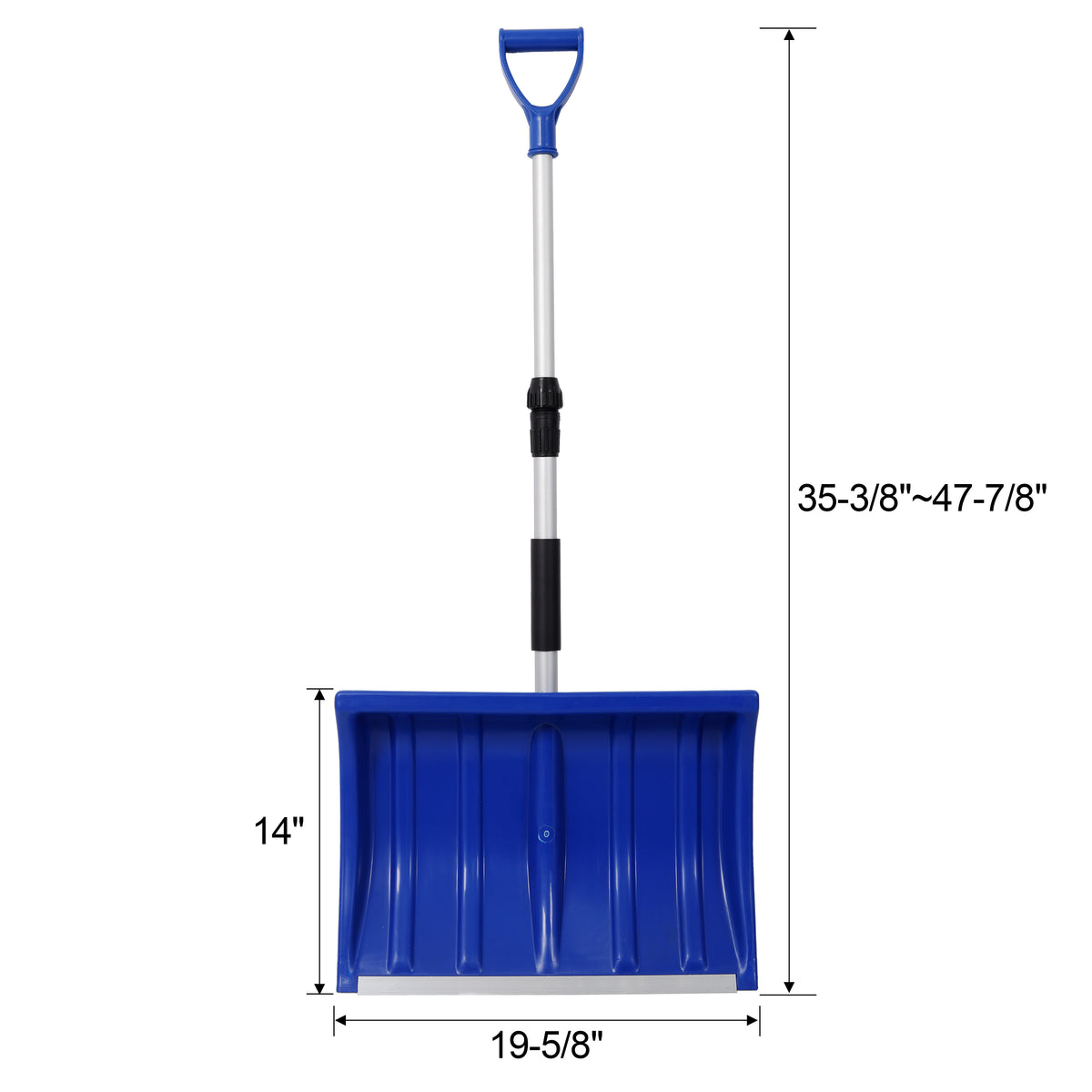 Portable Adjustable Height Snow Shovel with D-Grip Handle - Silver