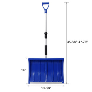 Portable Adjustable Height Snow Shovel with D-Grip Handle - Silver