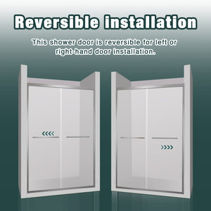 56-60"x74" Aluminum Frame Double Sliding Shower Door