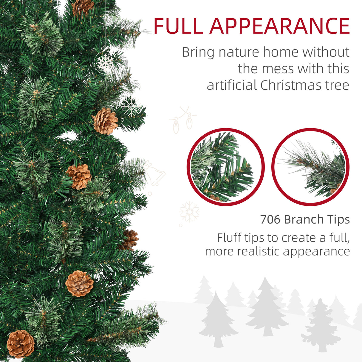 HOMCOM 7.5 Foot Pencil Artificial Christmas Tree
