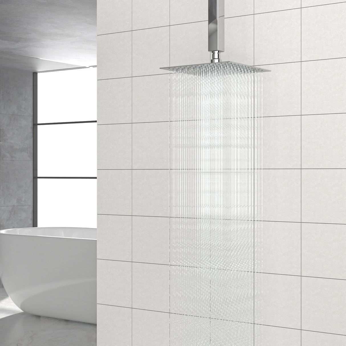 8" Square Rain Shower Head, Ceiling / Wall Mount Stainless Steel Bath Fixture
