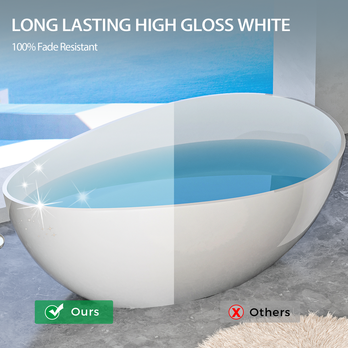 63" Freestanding Solid Surface Bathtub