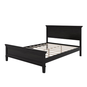 Mid-Century Modern Wood Platform Bed, Queen Size