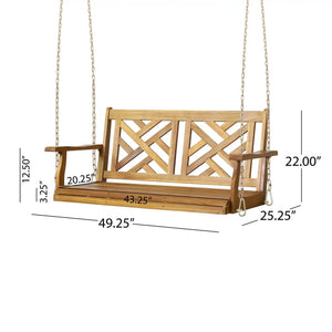 Alejandro - Acacia Wood Porch Swing With Slat Panel Seating - Best Buy Furniture