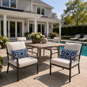 4 Pack Outdoor Lumbar Pillow with Inserts – Blue Trellis