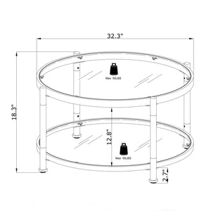 Contemporary Acrylic, Coffee Table, Round Tempered Glass Coffee Table - Chrome / Silver