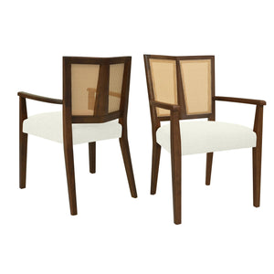 Mid Century Modern Arm Dining Chairs With Rattan Backrest - Best Buy Furniture
