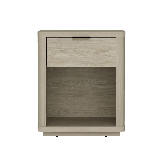 Evelyn Nightstand with 1 Drawer and Open Shelf - Dark Gray, Dark Brown, Light Brown