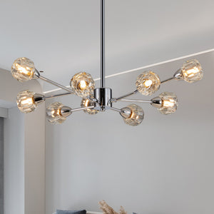 28" Modern Crystal Chandelier With 9 Lights