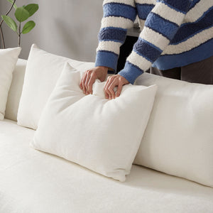 Oversized L-Shape Sectional Sofa with Ottoman - Beige
