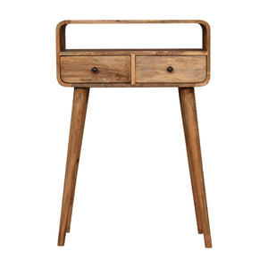 Solid Wood Mini Curved Oak-ish Console Table