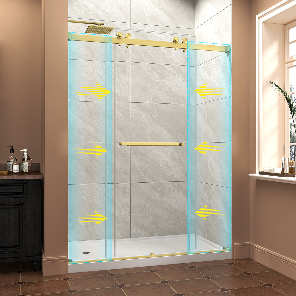 55"-60" W x 76" H Brushed Frameless Shower Door