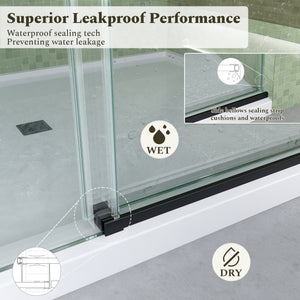 56-60"W x 60"H Frameless Sliding Tub Shower Door Enclosure, Matte Glass