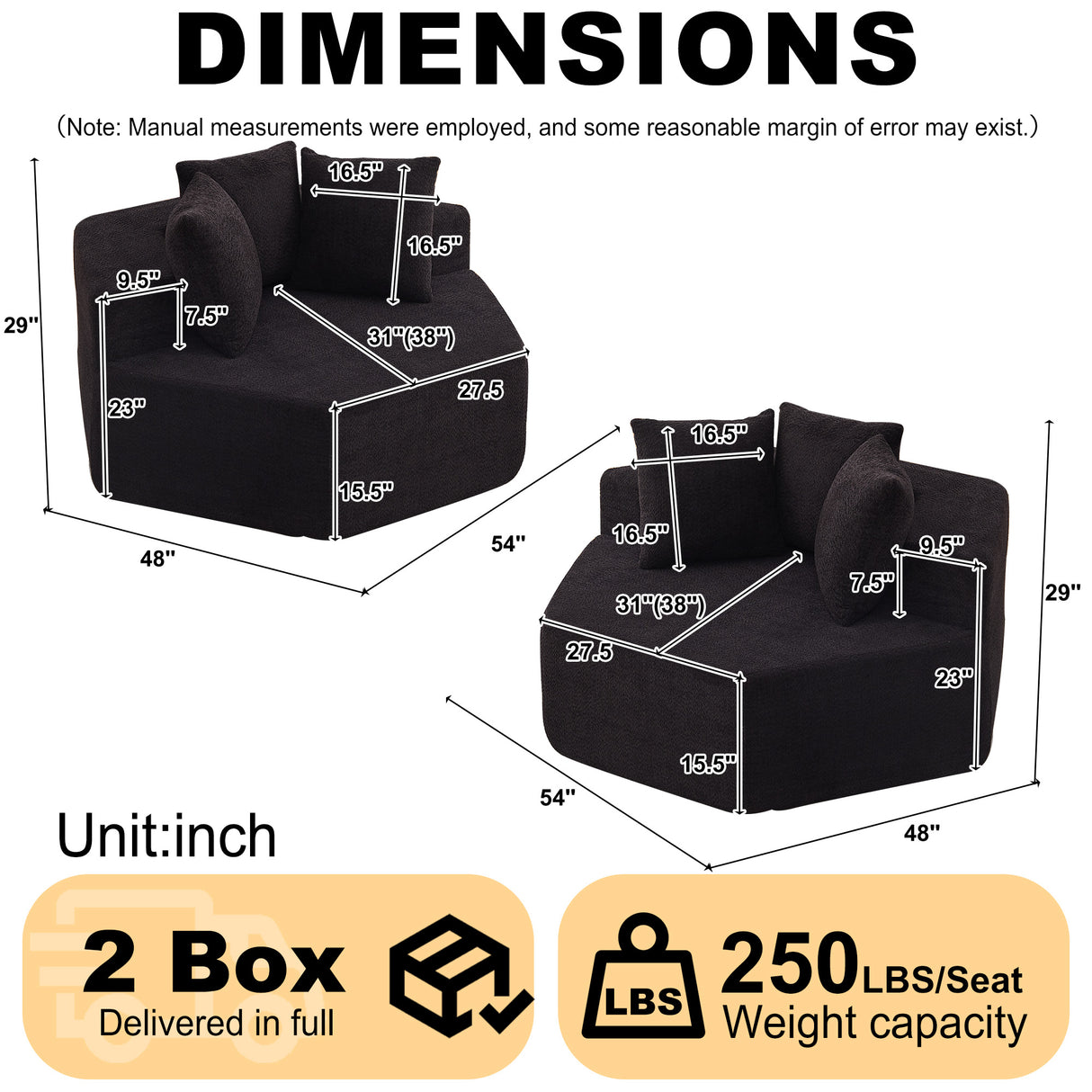 54-Inch Modern-Style Hexagonal Lounge Chair