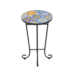 Patio Side Table, Colorful + Black