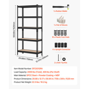 5-Tier Adjustable Storage Shelves for Versatile Organization