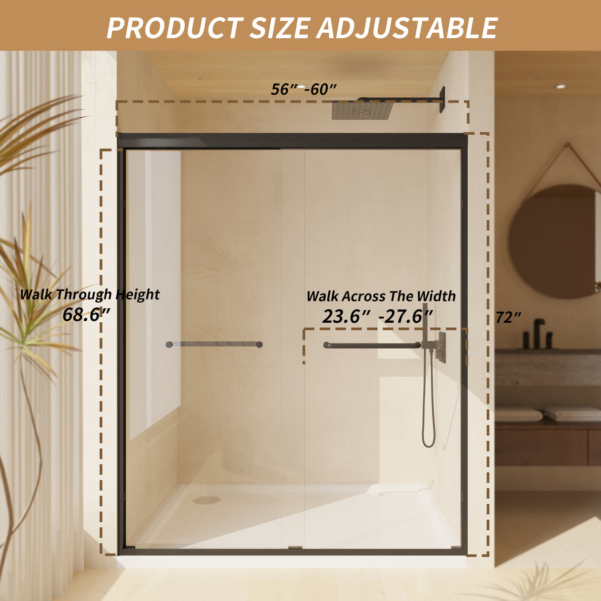 Aluminum Frame Double Sliding Shower Door