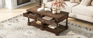 VIBE HAUS Farmhouse Wooden Coffee Table