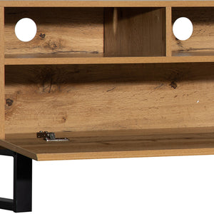 TV Stand For 80'' TV With Double Storage Space, Media Console Table With Drop Down Door