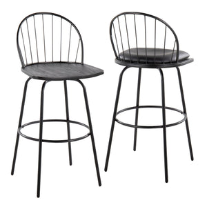 Riley - Claire Farmhouse Fixed Height Barstool With Swivel With Round Footrest (Set of 2)