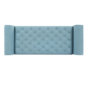 Light Blue Tufted Storage Bench