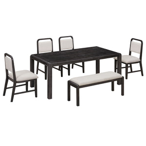 Extendable Dining Table Set With 4 Upholstered Chairs And 1 Bench
