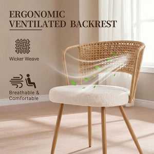 Wicker Dining Chairs - 2-Piece Set - Farmhouse Style