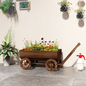 Outsunny Wooden Wagon Planter Box