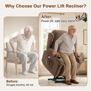Power Lift Recliner Chair with Massage and Heat - Cotton