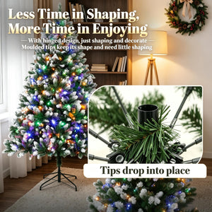 6-Foot Pre-Lit Artificial Christmas Tree, White-Tipped Full Green with 350 LED Lights
