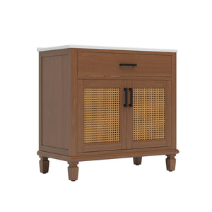 Bathroom Vanity With Ceramic Sink, Modern Free Standing Cabinet With Soft Close Drawers