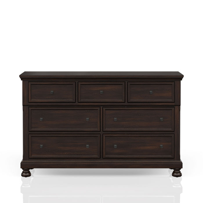 Cherry 7 Drawer Dresser with Solid Wood Construction - Cherry