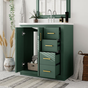 Bathroom Vanity With Sink, Storage Cabinet, Freestanding Set With 3 Drawers & Soft Closing Doors