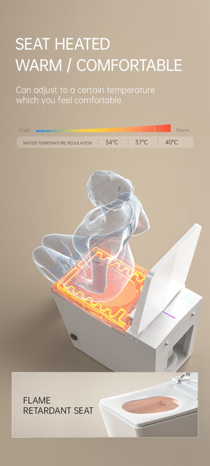 Square Smart Toilet with Built-in Tank for Modern Bathroom