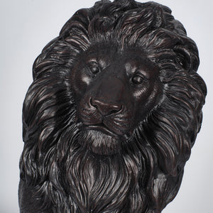Modern Black Lion Statue with Matte Finish - 24.6" High