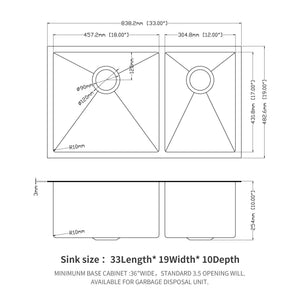 Modern Double Bowl Undermount Kitchen Sink 50 / 50 Design Stainless Steel