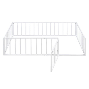 Metal Floor Bed Frame With Fence And Door